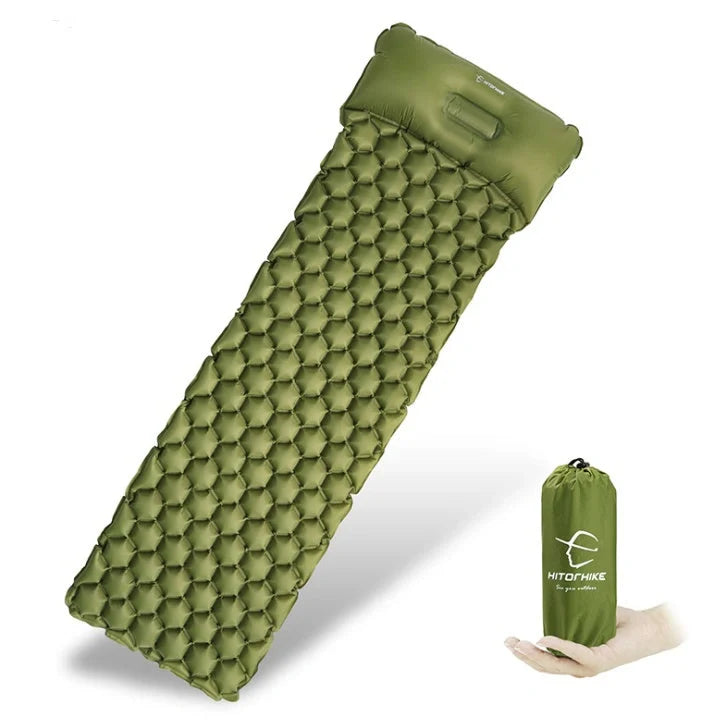 Outdoor Camping Inflatable Honeycomb Mattress in various colors with carrying bag