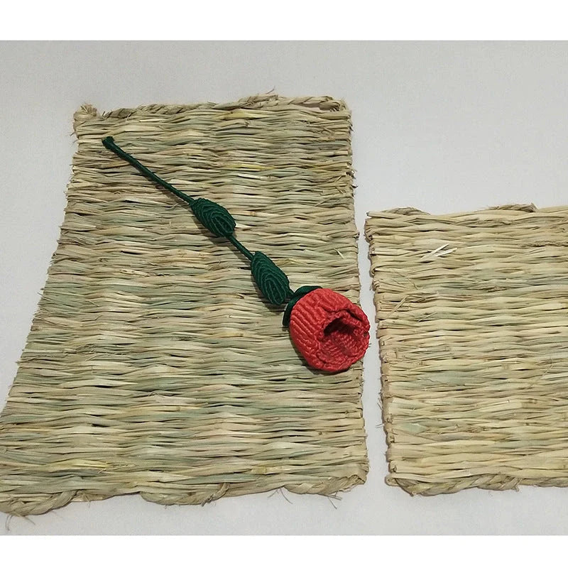 Premium handwoven straw mat for pets, featuring a textured surface and durable construction for comfort and functionality.
