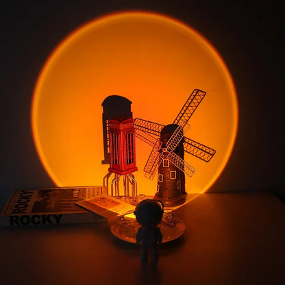 Rechargeable Astronaut Robot Rainbow Projection Sun Lamp with adjustable colours