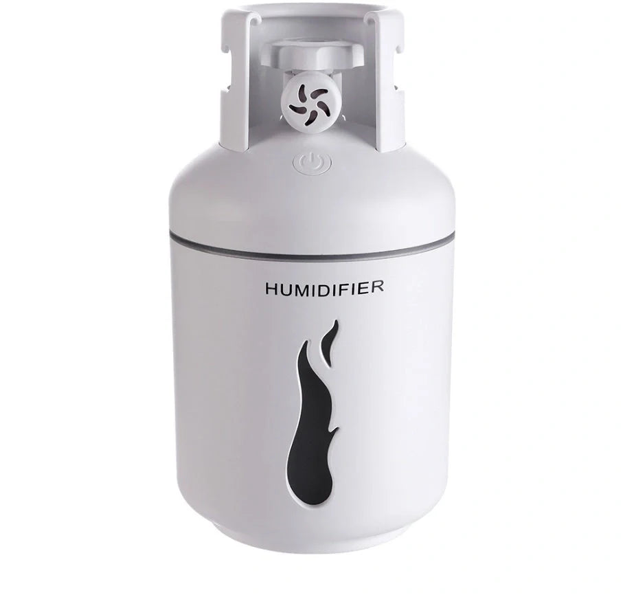 Multifunctional gas tank humidifier with USB connectivity in pink, blue, and white