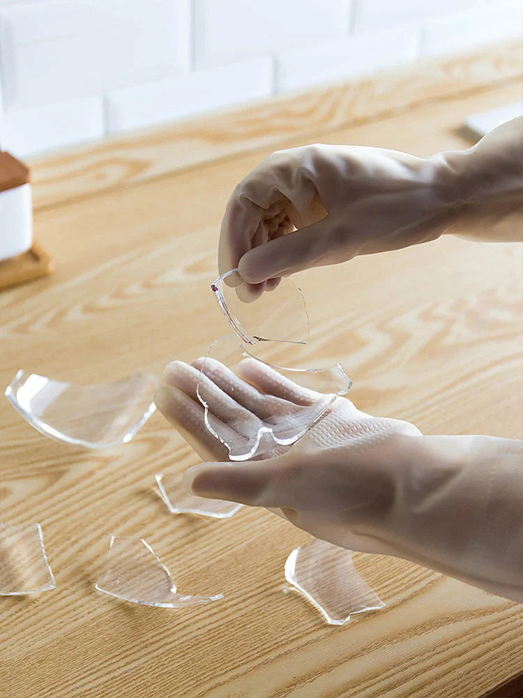 Premium dishwashing gloves with durable nitrile latex construction, textured anti-slip surface, and chemical resistance for household cleaning tasks