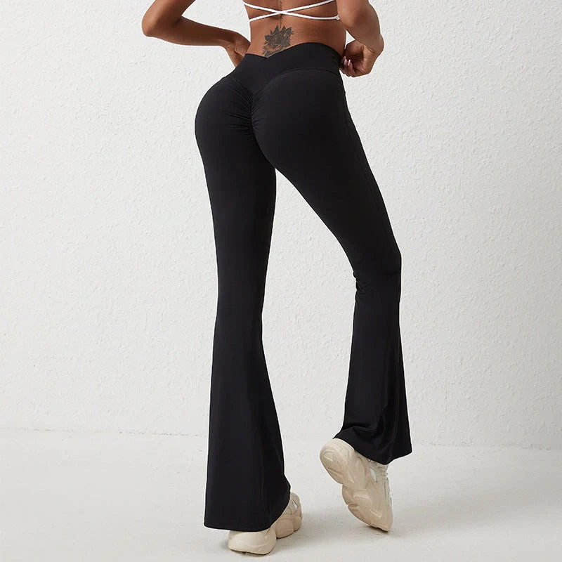 Premium high-rise slimming trousers with wide leg, crafted from Naked Sensation fabric for superior comfort and a flattering fit