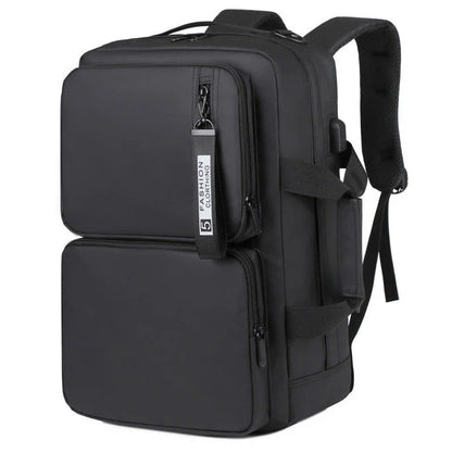 Versatile backpack with large capacity and laptop compartment, made of durable oxford cloth in grey and black colors