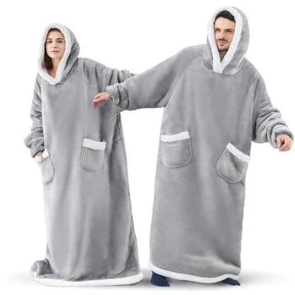Comfy oversized TV hoodie blanket in various stylish colors, perfect for cozy movie nights and relaxation at home.