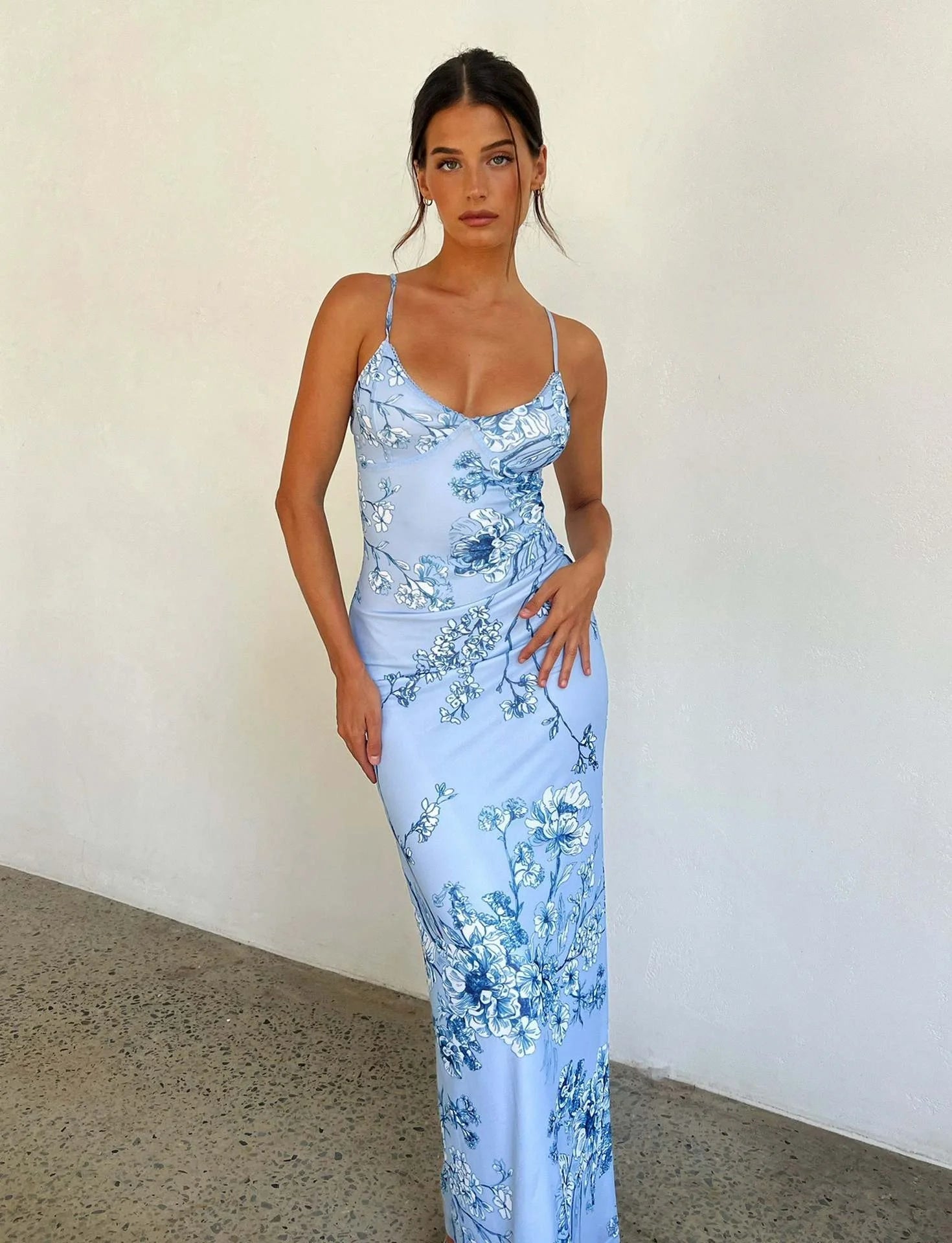 Y2K slim fit floral print slip dress with adjustable suspenders in various colours