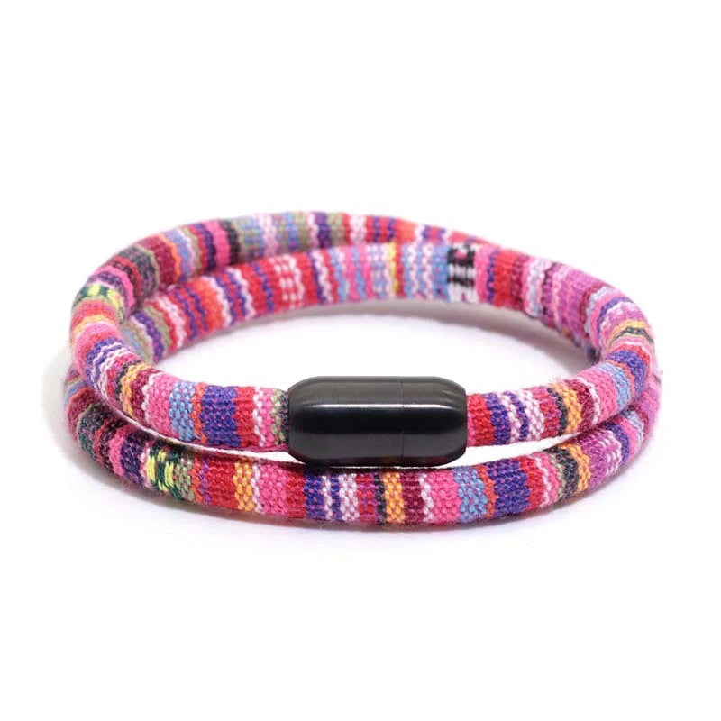 Bohemian Men's Stainless Steel Magnet Charm Bracelet in various colours and sizes