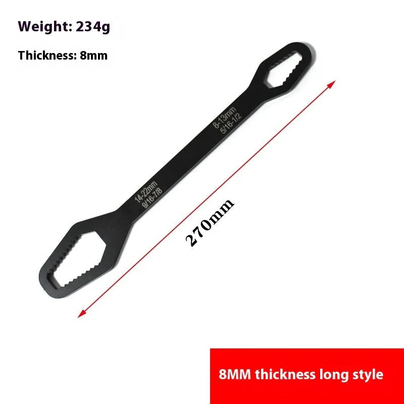 Versatile dual-head wrench made of durable 45# steel with a sleek galvanized finish, designed for a range of household tasks