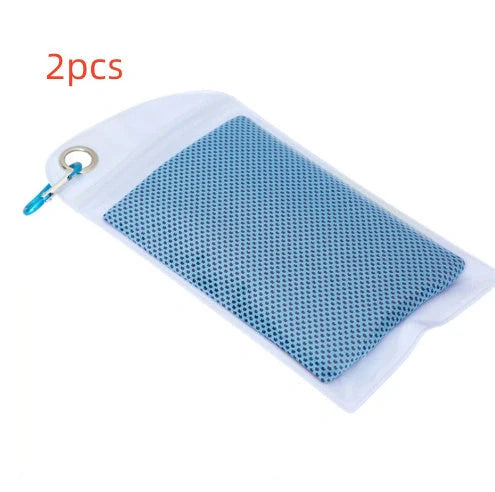 Mountaineering Cooling Towel in various vibrant colours, designed for outdoor activities and heat relief