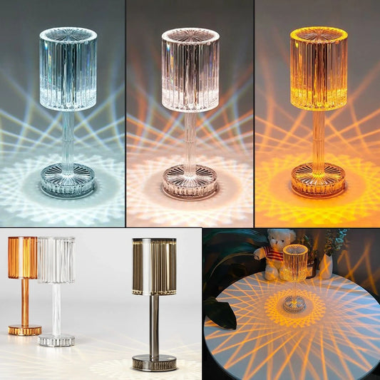 Elegant crystal table lamp with dimmable LED and touch control for home and hotel decor