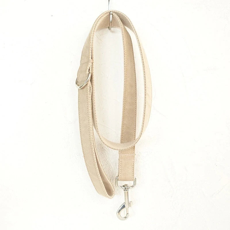Durable dog collar and traction rope set in nude colour, perfect for safe and stylish walks.
