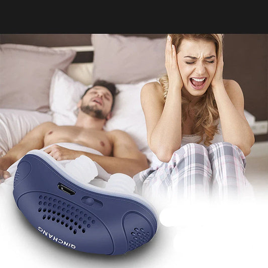 Electric Anti-snoring Respirator in coral blue, mint green, and ivory white