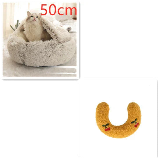 Cozy and comfortable 2-in-1 pet bed for cats and dogs, featuring plush, warm, and soft materials