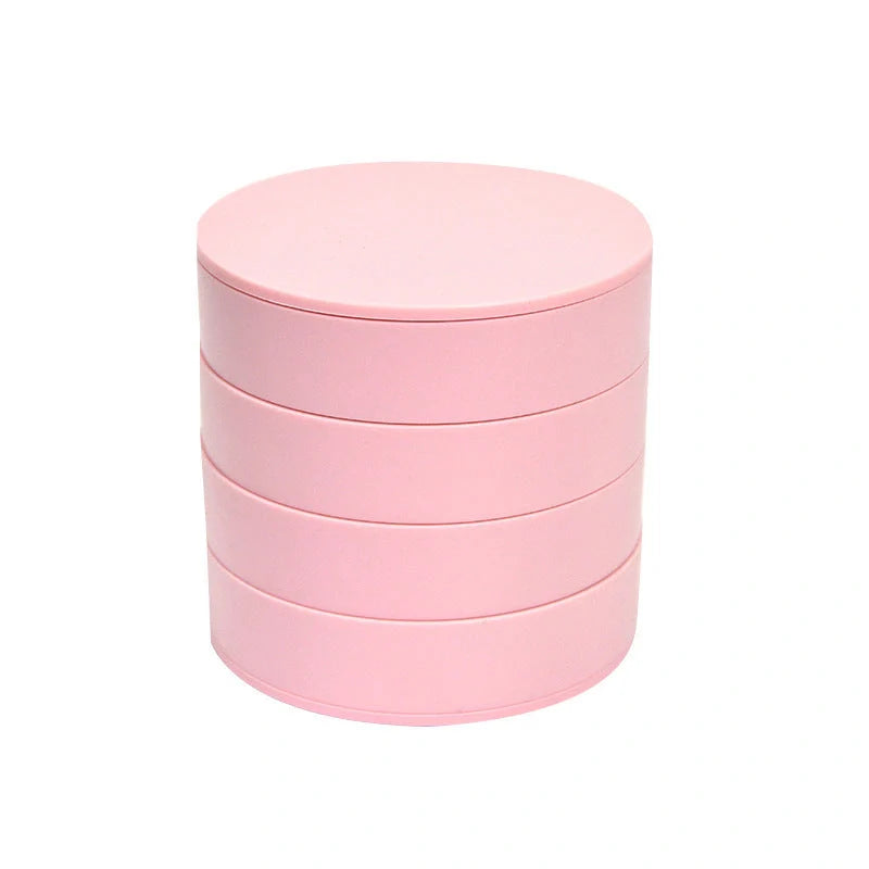 Plastic jewelry box storage container with 360-degree rotation and four-tier organizer
