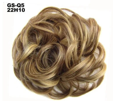 Synthetic wavy curly messy hair bun for women, 12cm diameter, high temperature wire
