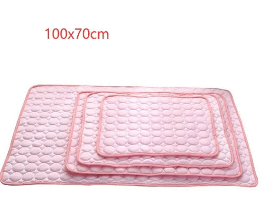 Premium pet cooling pad made with cold silk and breathable mesh to keep your furry friend comfortable in the summer heat