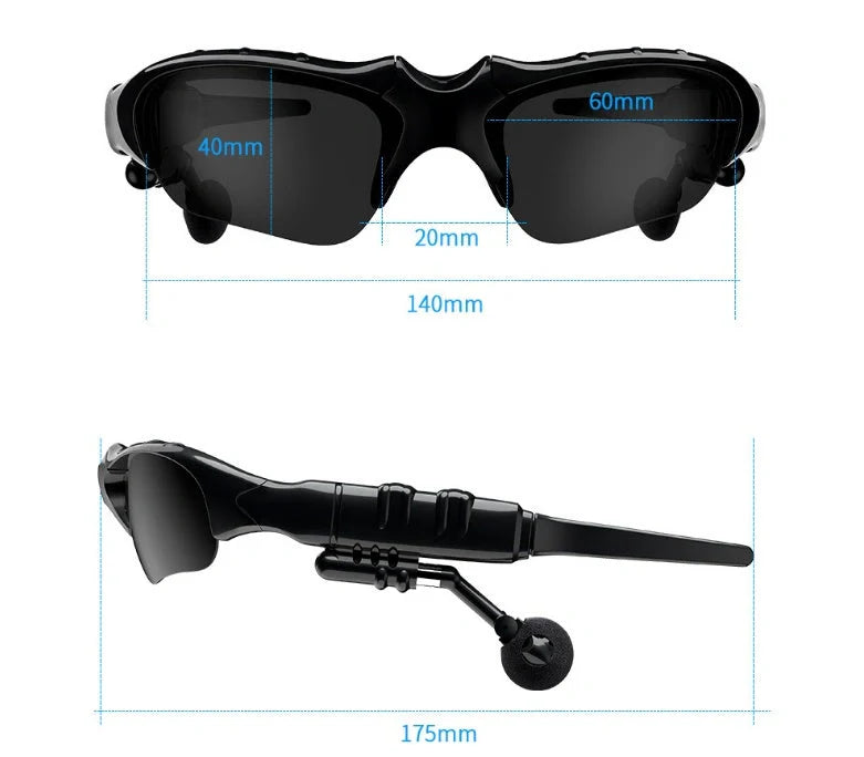 Bluetooth 5.0 Smart Sunglasses with wireless headphones and microphone for high-fidelity audio and eye protection