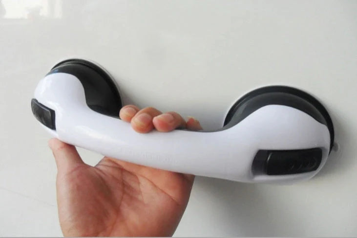 Durable ABS plastic bathroom handrail with suction cups for anti-skid safety support