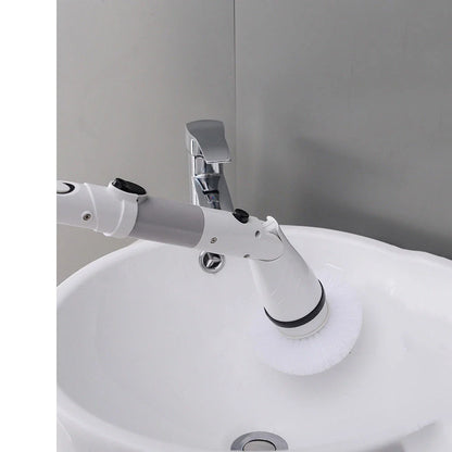 Versatile wireless electric cleaning brush with long retractable handle, suitable for cleaning tough stains and hard-to-reach areas in the home and car