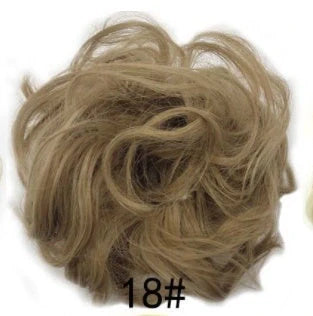 Synthetic wavy curly messy hair bun for women, 12cm diameter, high temperature wire