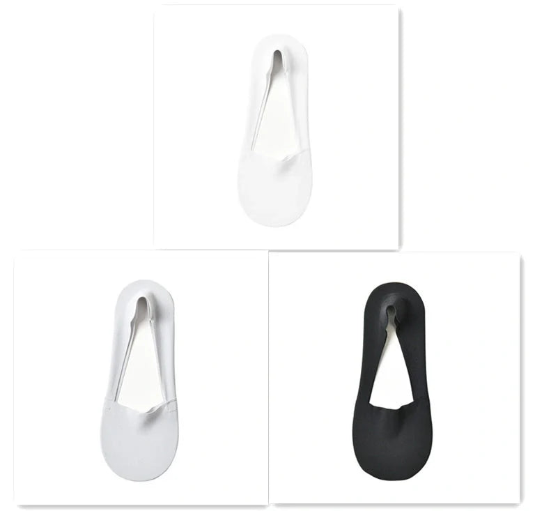 Silicone Non-Slip Shallow Boat Socks for Ladies in various colors, including black, skin, khaki, silver, and more.