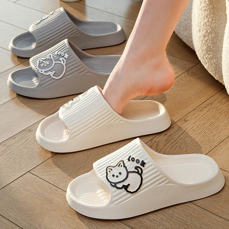 Women's non-slip cat slippers in assorted colours for summer wear