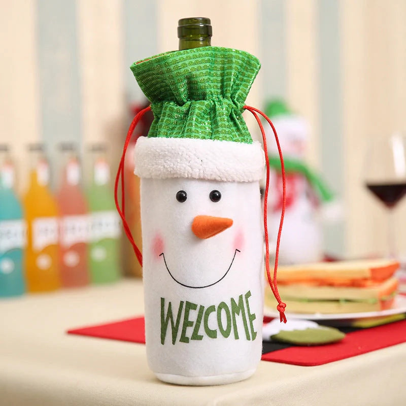 Festive Christmas wine bottle socks in vibrant colours, 14cm x 31cm
