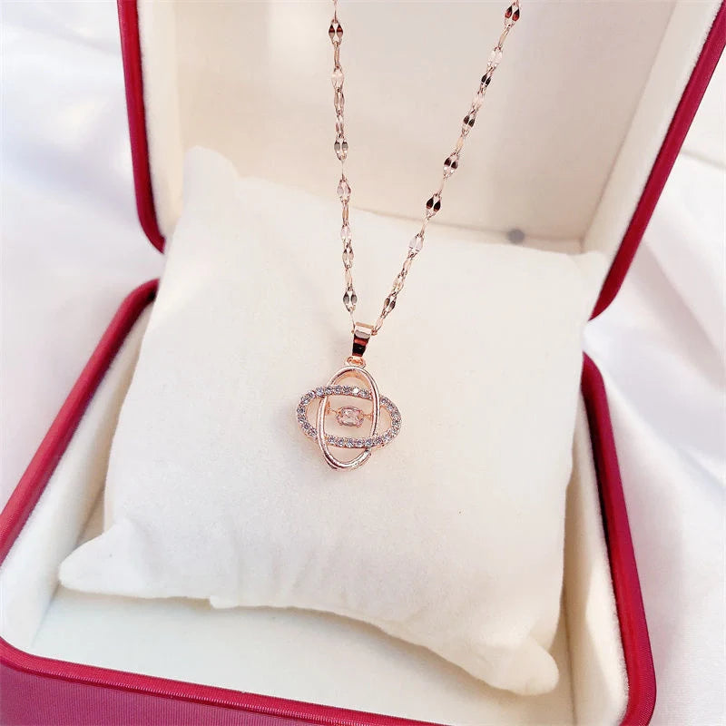 Valentine's Day titanium steel perfume bottle pendant necklace with zircon detail