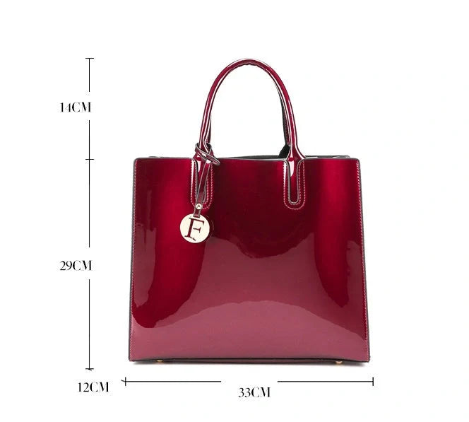3 sets of leather handbags in various colors with zipper closure and cell phone pocket
