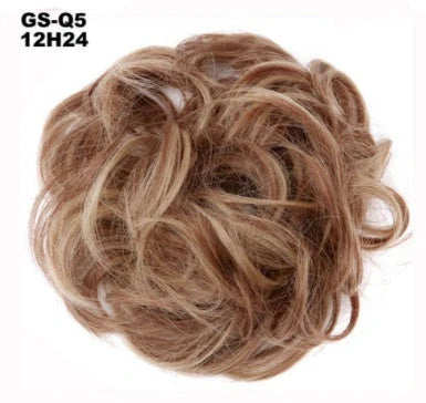 Synthetic wavy curly messy hair bun for women, 12cm diameter, high temperature wire
