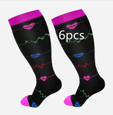 Plus-sized compression socks with bamboo fiber blend for breathability and comfort
