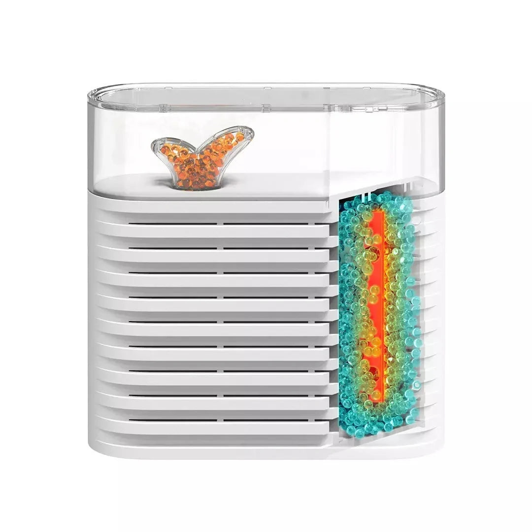 Recyclable cabinet dehumidification box with visual moisture indicator and PTC ceramic heating