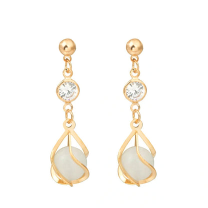 Crystal opal water drop earrings with electroplated finish in various colors