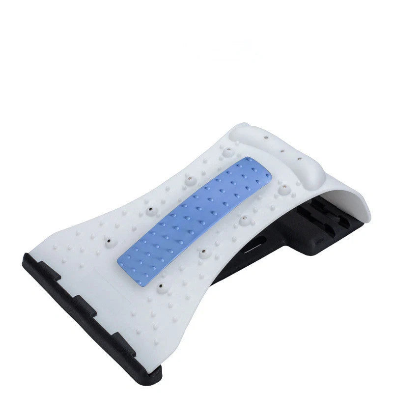 An arc-shaped acupuncture and magnetic therapy cervical spine stretcher with various colour options