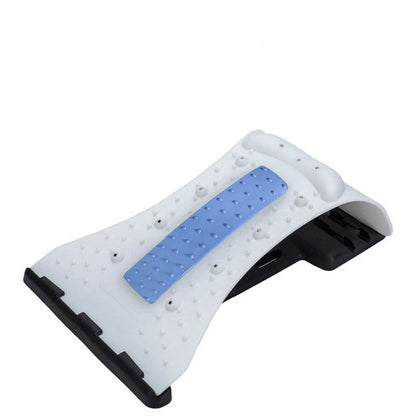 An arc-shaped acupuncture and magnetic therapy cervical spine stretcher with various colour options