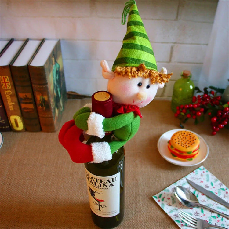 Festive Christmas wine bottle socks in vibrant colours, 14cm x 31cm