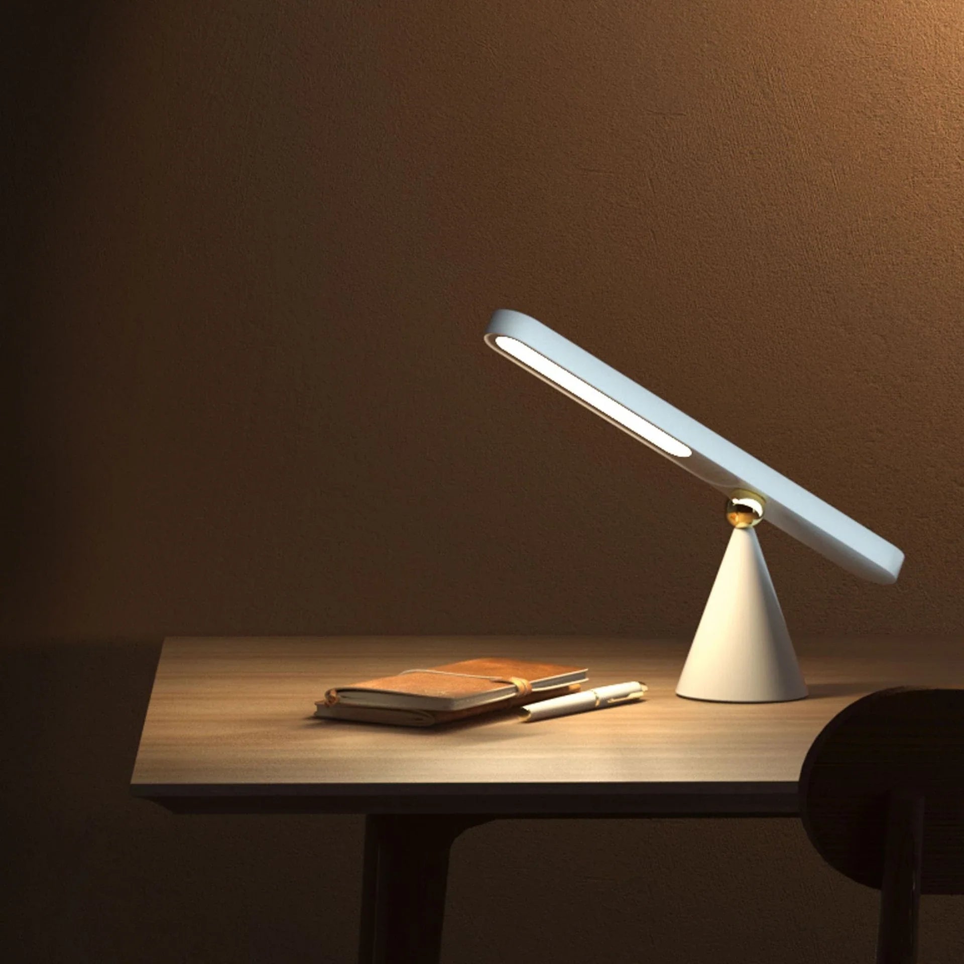 Elegant wireless reading lamp with geometric design, touch controls, and USB charging for versatile home lighting
