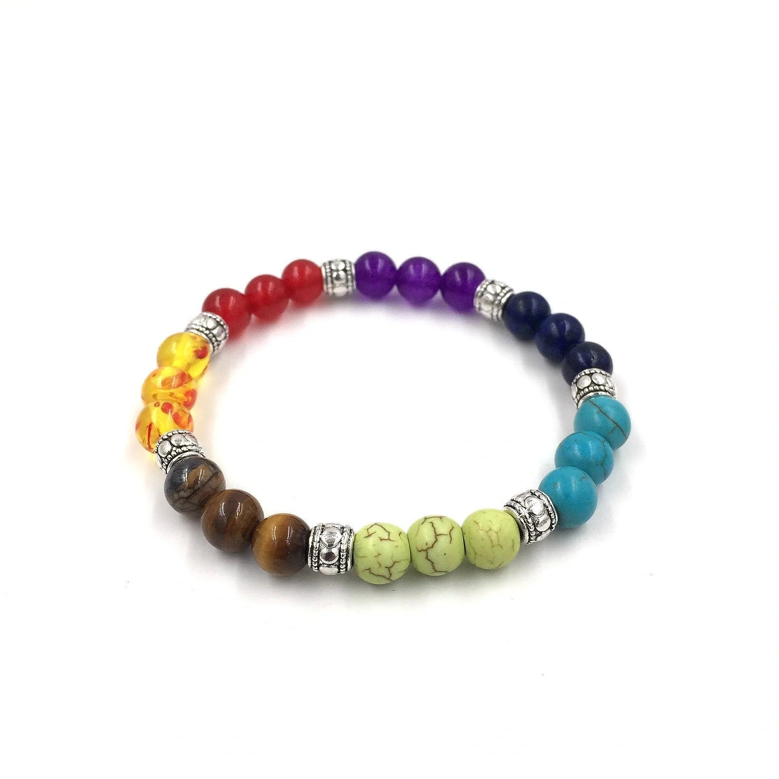 Stylish 8mm Agate Volcanic Stone Chakra Bracelet in various colours