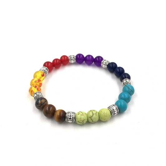 Stylish 8mm Agate Volcanic Stone Chakra Bracelet in various colours