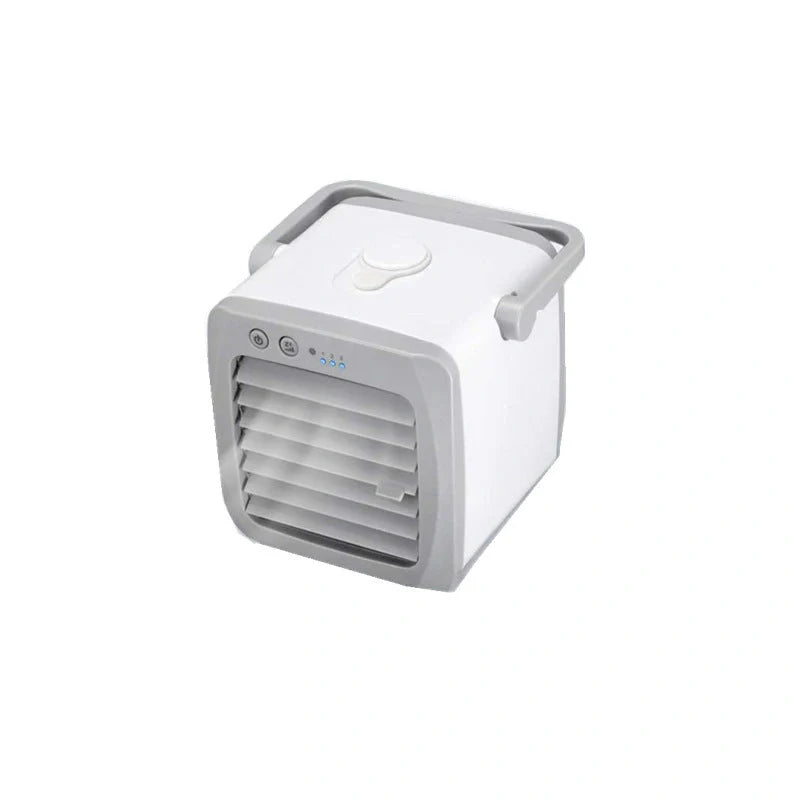 USB portable mini air cooler fan in white with ice curtain technology for personal cooling