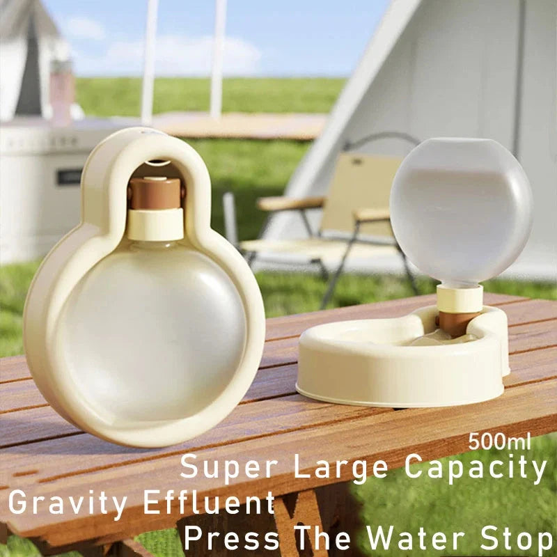 500ml portable pet water bottle with foldable drinking bowl for outdoor use
