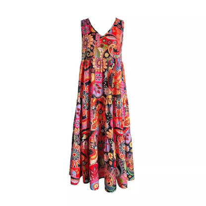Stylish women's floral v-neck swing dress for casual outings