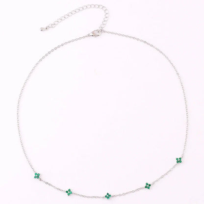 Elegant floral statement necklace in various color options, including golden blue, silver blue, golden green, and silver green, with an adjustable chain and high-quality construction.