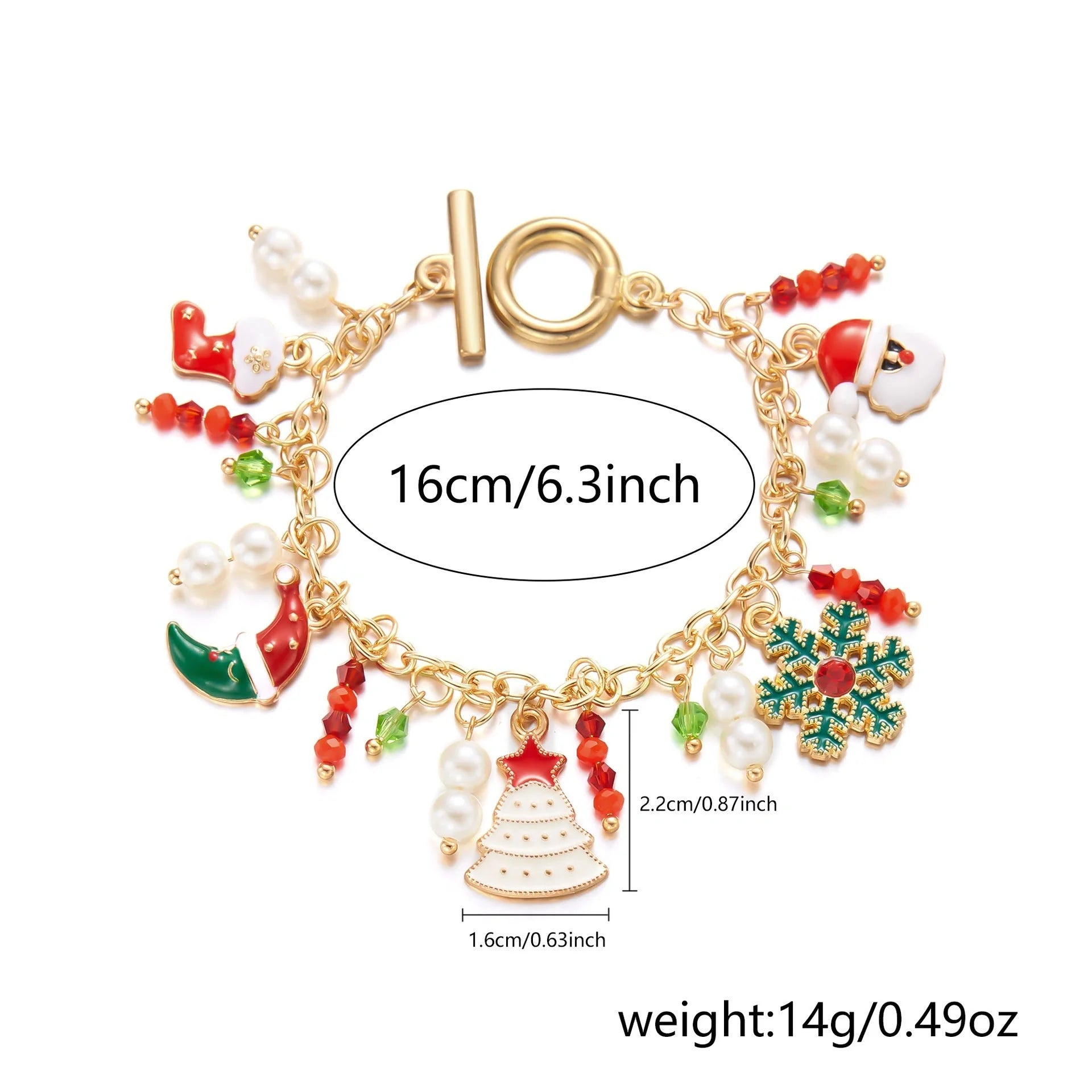 Festive Christmas bracelet with charms of a Christmas tree and Santa Claus, made of premium alloy materials