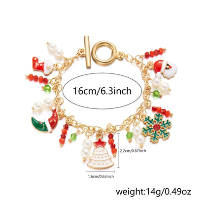 Festive Christmas bracelet with charms of a Christmas tree and Santa Claus, made of premium alloy materials