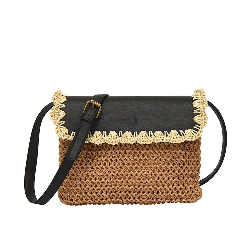 Women's straw western style crossbody bag in various colours