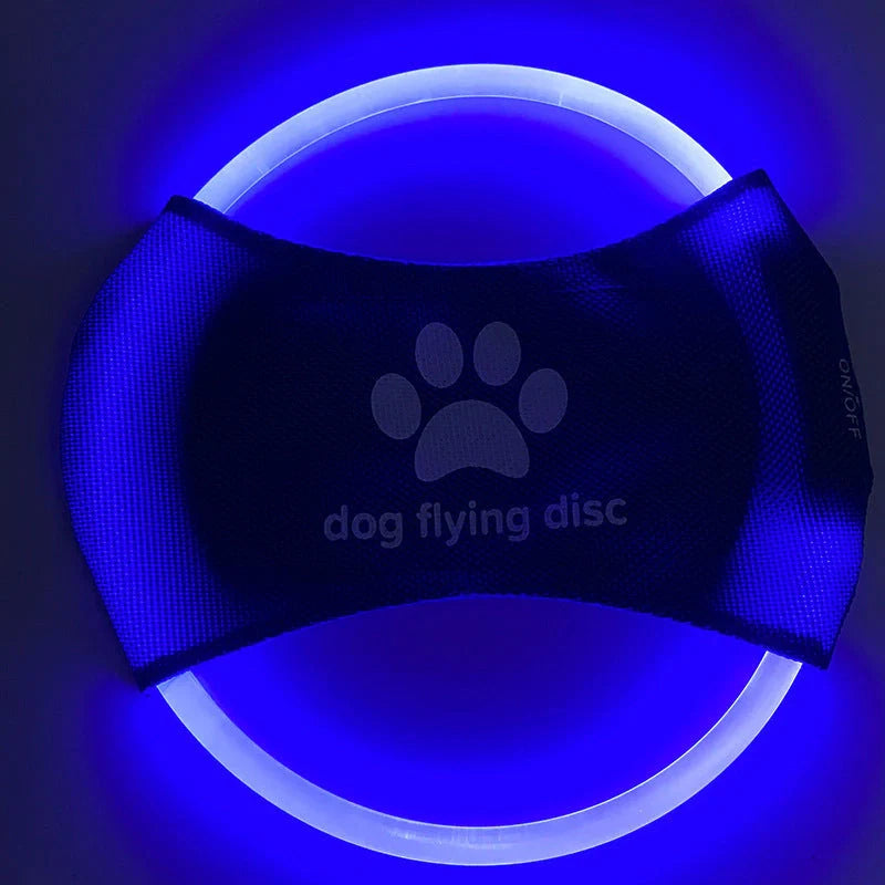 LED Glowing Dog Flying Disc in various colours for night play and training