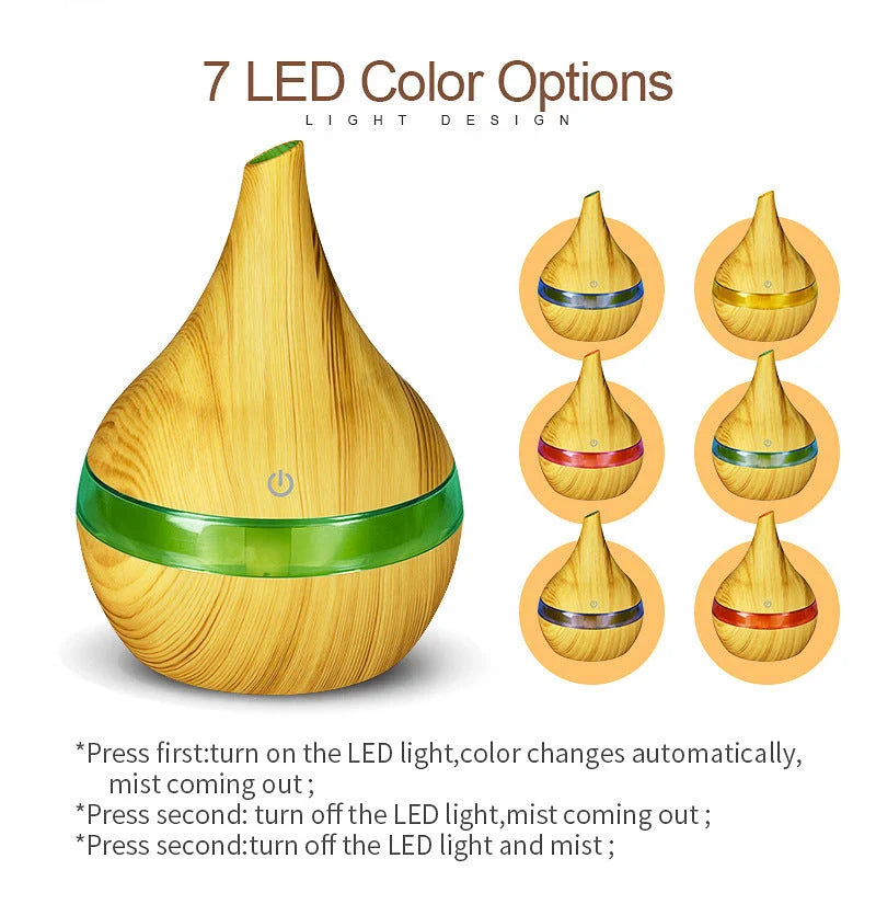 Premium essential oil diffuser with ultrasonic technology, creating a soothing, whisper-quiet mist to elevate your home's ambience
