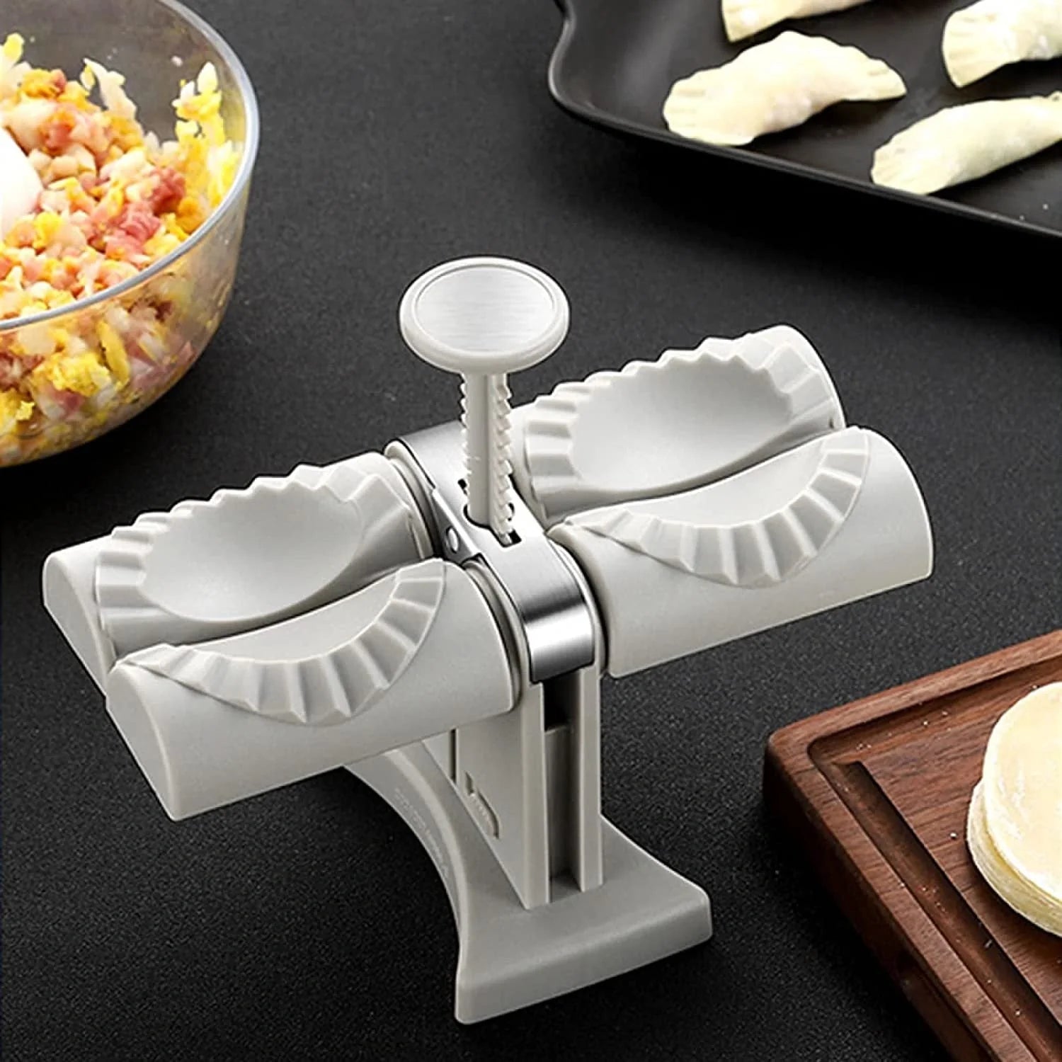 Double Head Dumpling Mould with anti-slip base for efficient dumpling making