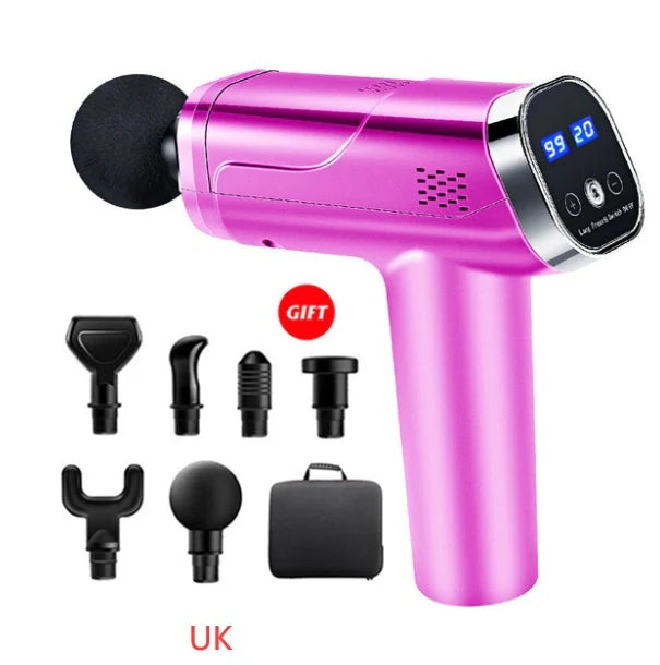 Touch Screen Fascia Gun Muscle Massager with six interchangeable heads