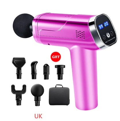 Touch Screen Fascia Gun Muscle Massager with six interchangeable heads